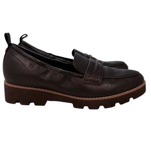 VIONIC Cheryl II NWOB Dark Brown Leather Chunky Sole Loafers Size 7
